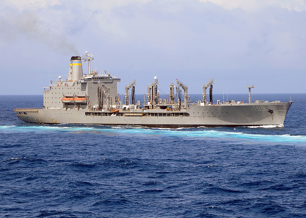 USNS Tippecanoe (T-AO 199) fleet replenishment oiler steaming through the Indian Ocean, October 2008